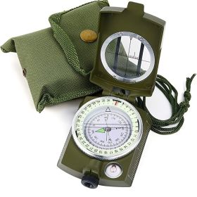 Military Lensatic Sighting Compass; Survival Tactical Backpacking Compact; Handheld Gear With Carry Bag; Waterproof Compass For Hiking Camping Hu