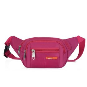 Casual Multifunctional Waist Bag; Adjustable Durable Large Capacity Messenger Bag For Outdoor Sports Running Walking (Color: Rose red)