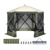 Pop Up Gazebo Tent, Pop-Up Screen Tent 6 Sided Canopy Sun Shelter with 6 Removable Privacy Wind Cloths & Mesh Windows
